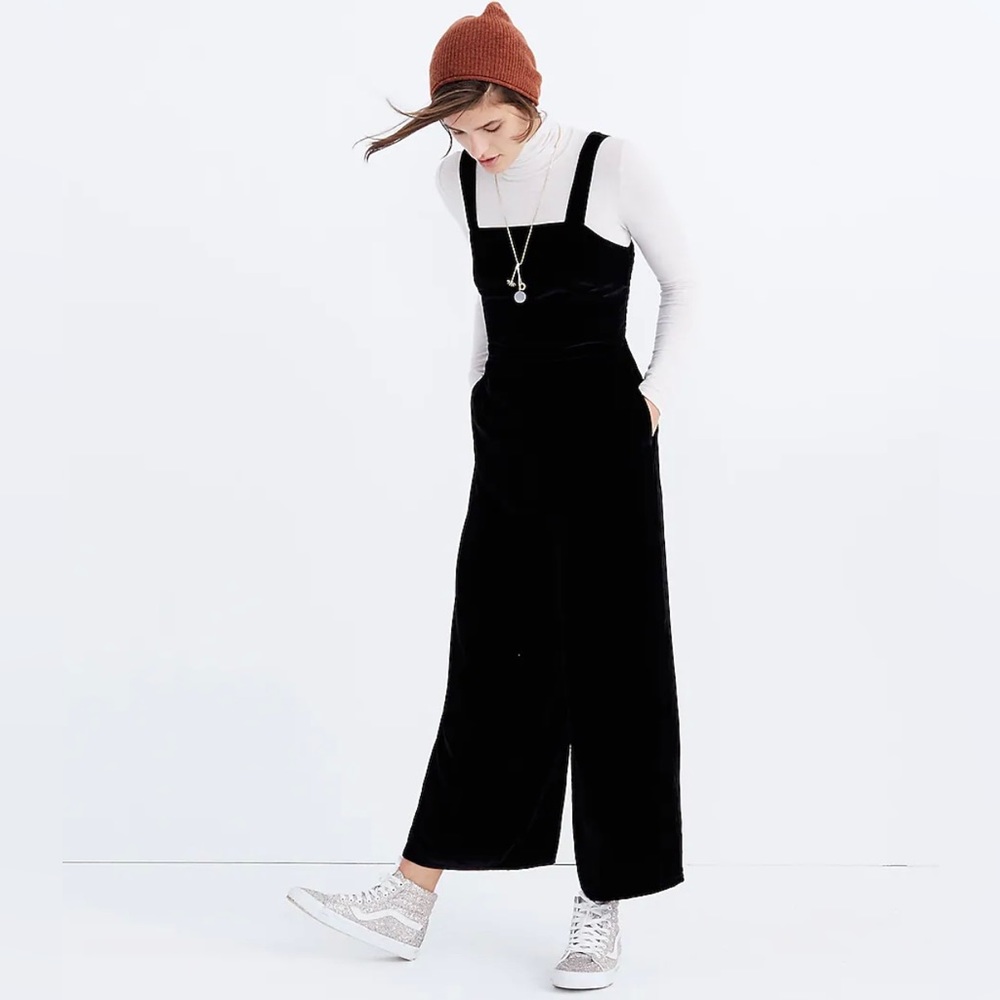 Madewell Black Crushed Velvet Jumpsuit